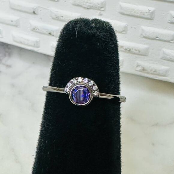NWT Tanzanite Color & Diamond Evil Eye Ring - Picture 1 of 5